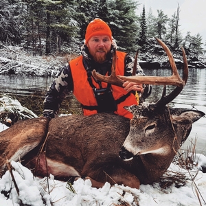 Red’s dream of shooting a Canadian Whitetail came true when hunting with Rainy Lake Outfitters. 